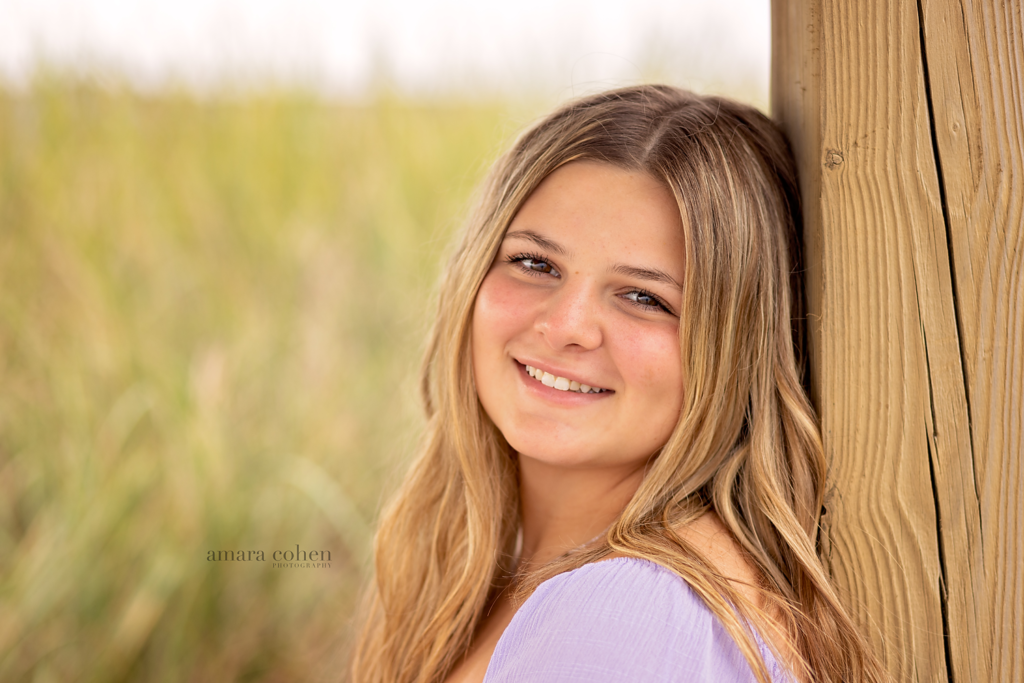 senior photo at beach